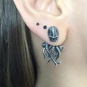 Dragon Earrings, Front Back Earrings, Stainless Steel Earrings, Gothic Jewelry, Ear Jacket, Dragon Ear Jacket, Dragon Jewelry, D