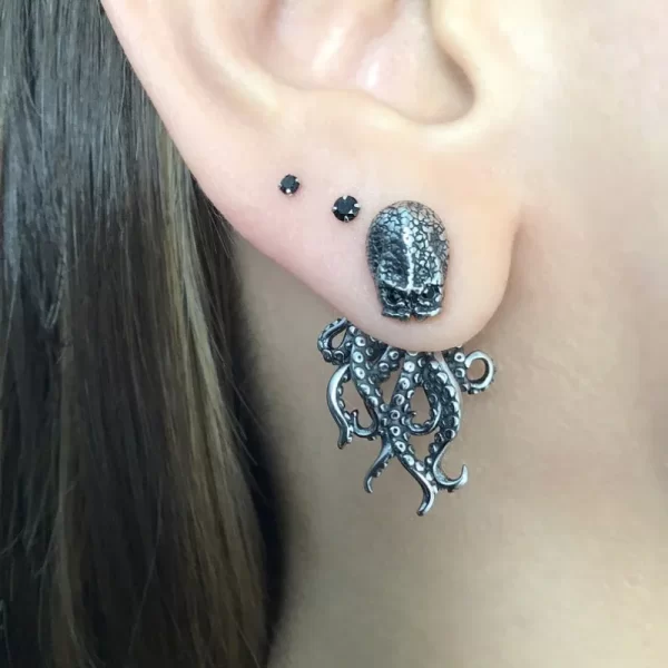 Dragon Earrings, Front Back Earrings, Stainless Steel Earrings, Gothic Jewelry, Ear Jacket, Dragon Ear Jacket, Dragon Jewelry, D