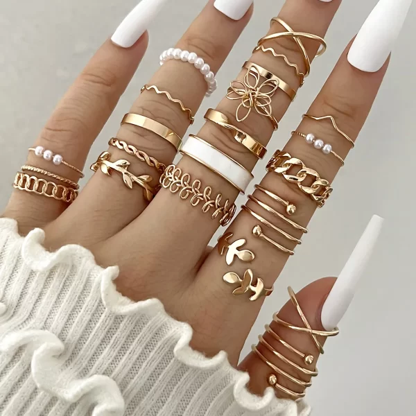 Silver Color Geometric Knuckle Rings Set For Women Eye Cross Sun And Moon Leaf Charm Finger Ring Female Boho Party Jewelry - Image 9