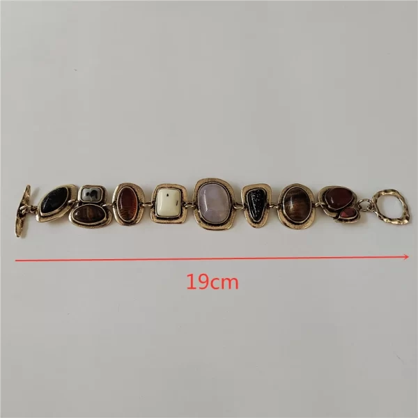 2024 New ZA Indian Ethnic Vintage Bracelet Women Fashion Boho Statement Charm Metal Hollow Links Resin Stone Bracelets Jewelry - Image 6