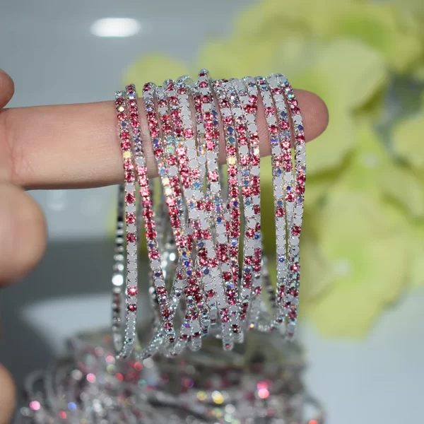 50pcs/Set Fashion Gold Multiple Colour Crystal Rhinestone Elastic Bracelet Bangle Bling Wristband Women Wedding Bridal Jewelry - Image 28