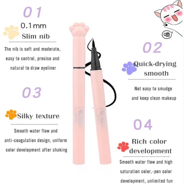 SUAKE 1Pcs Black Liquid Eyeliner Makeup Pen Waterproof Long-lasting Eyeliner Sweat-proof Not Easy to Smudge Cat's Claw Pen - Image 4