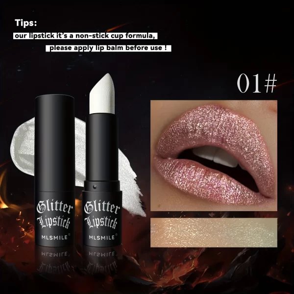 7 Colors Glitter Lipstick Hydrating Sparkling Shine Lip Color Nonstick Highly Pigmented Formula Gives Metallic Finish Lip Makeup - Image 7
