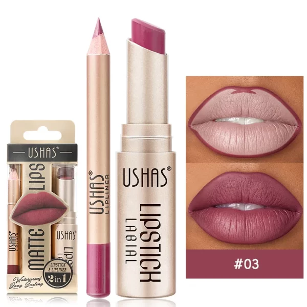 2 In 1 Matte Lipstick Set Lip Liner Waterproof Long Lasting Lip Gloss Cosmetics For Women Sexy Durable Luxury Korean Makeup - Image 9