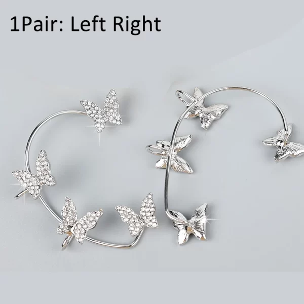 Design Hollow Butterfly Earrings Fashion Exquisite Single Ear Hook Women Girls Metal Rhinestones Ear Cuff Crystal Jewelry Gift - Image 13