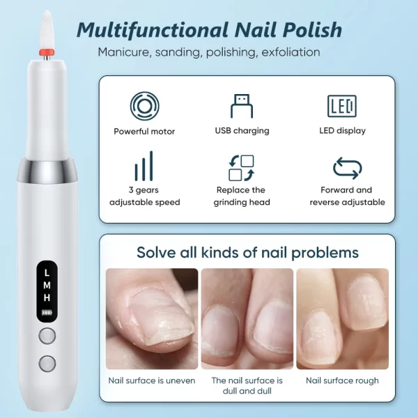 Electric Nail Polisher Drill Bits Professional Nails Grinding Polishing Dead Skin Removal Art Sanding File Pen Manicure Machine - Image 2