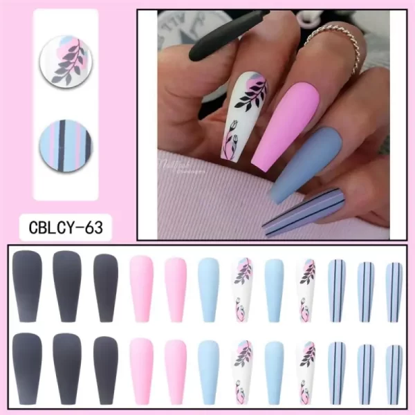 Long Ballet French Nail Art White Fake Nails Manicure Press On Nails False With Designs Artificial Wearing Reusable - Image 10