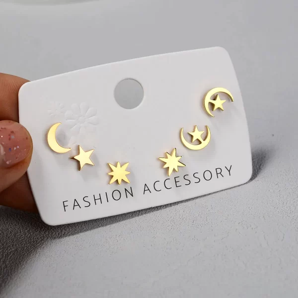 Stainless Steel Earrings Small Cute Butterfly Star Moon Heart Stud Earrings Set Punk Piercing Earing Women's Minimalist Jewelry - Image 14