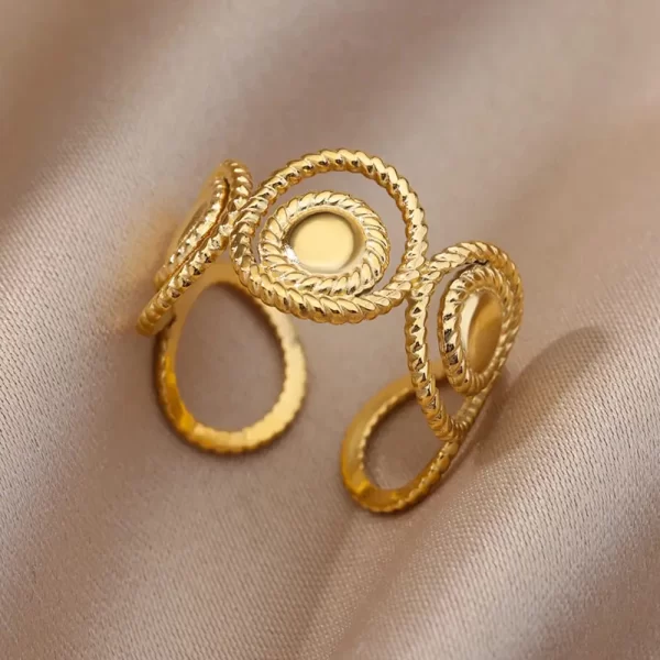 Stainless Steel Rings For Women Men Gold Color Hollow Wide Open Ring Female Male Fashion Wedding Party Finger Jewelry Gift 2024 - Image 30