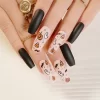 24pcs Artificial Acrylic Nail Art Fake Nails Full Coverage Removable Press on Nails Halloween Pumpkin Skull Moon False Nail Tip - Image 21