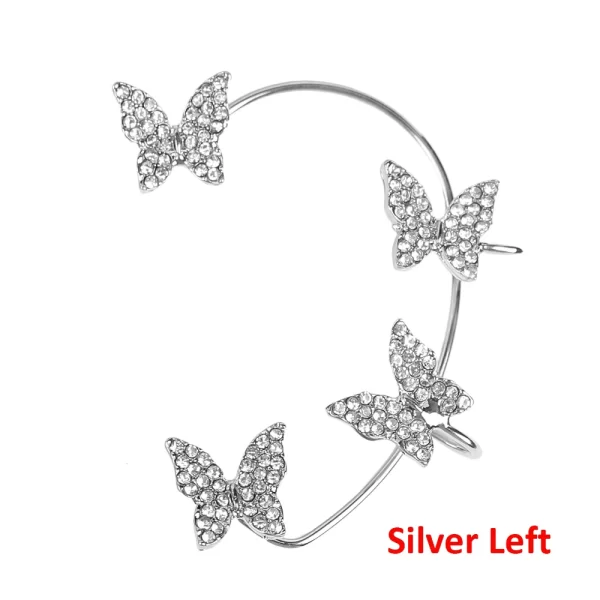 Design Hollow Butterfly Earrings Fashion Exquisite Single Ear Hook Women Girls Metal Rhinestones Ear Cuff Crystal Jewelry Gift - Image 7