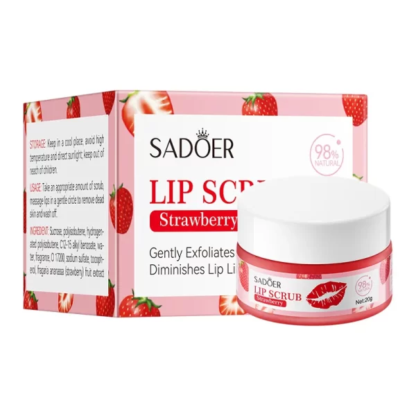 SADOER Fruit Lip Scrub Cream Moisturizing Lips Plumper Hydrating Nourishing Avocado Orange Strawberry Lip Mask Lipstick - Image 8
