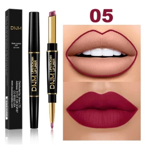 2 In 1 Matte Lipstick Pencil Double Head Lip Liner Pen Red Nude Long Lasting Waterproof Lady Charming Lip Pencil Makeup Tools