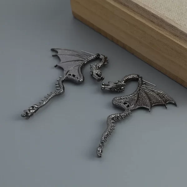 Dragon Earrings, Front Back Earrings, Stainless Steel Earrings, Gothic Jewelry, Ear Jacket, Dragon Ear Jacket, Dragon Jewelry, D - Image 4