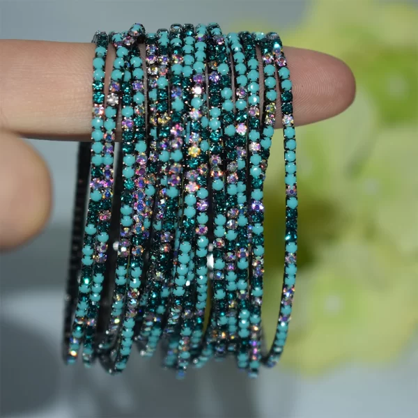 50pcs/Set Fashion Gold Multiple Colour Crystal Rhinestone Elastic Bracelet Bangle Bling Wristband Women Wedding Bridal Jewelry - Image 16