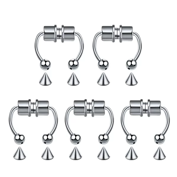 5pcs Stainless Steel Magnet Fake Nose Ring Hoop Fake Piercing Hoop Septum Rings For Women Fashion Gothic Rock Body Jewelry Gifts - Image 8