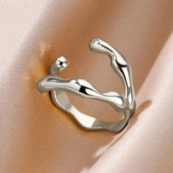 Stainless Steel Rings For Women Men Gold Color Hollow Wide Open Ring Female Male Fashion Wedding Party Finger Jewelry Gift 2024 - Image 23