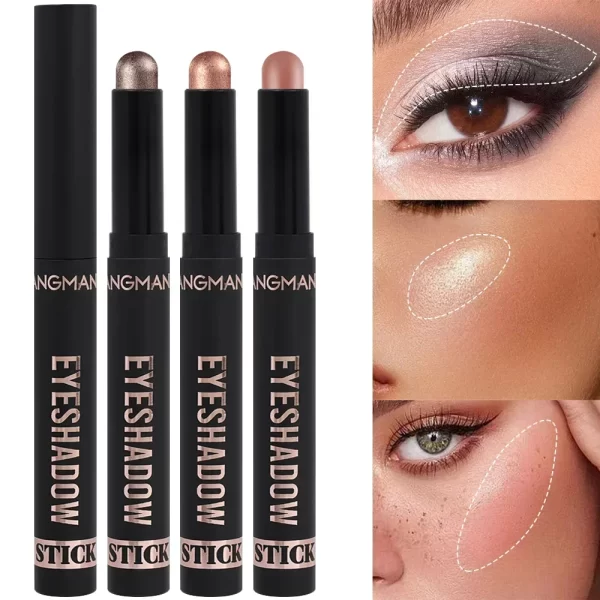 8 Color Pearlescent Eyeshadow Stick Highlighter Eyeshadow Pencil Waterproof Glitter Matte Nude Eye Shadow Pen Sparkly Eye Makeup - Image 5