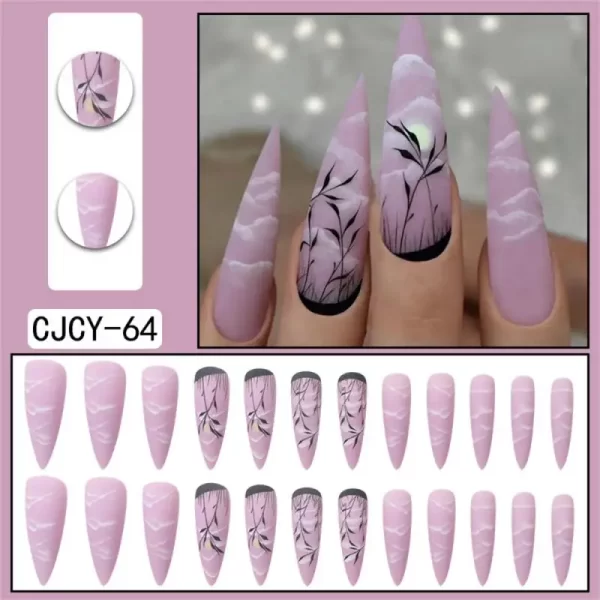 Long Ballet French Nail Art White Fake Nails Manicure Press On Nails False With Designs Artificial Wearing Reusable - Image 15