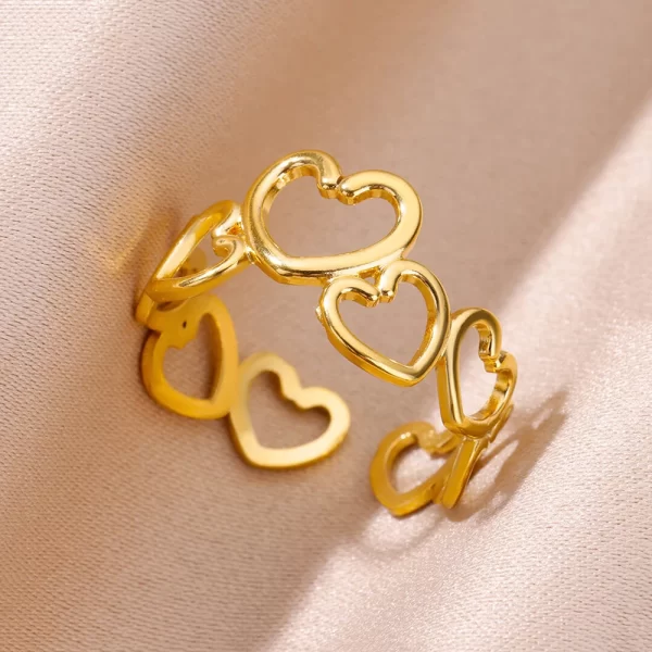 Stainless Steel Rings For Women Men Gold Color Hollow Wide Open Ring Female Male Fashion Wedding Party Finger Jewelry Gift 2024 - Image 38