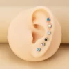 1 Pair Medical Stainless Steel Crystal Screw Round Ball Stud Earrings Ear Bone Nail Cartilage Earring Ear Piercing Body Jewelry - Image 2
