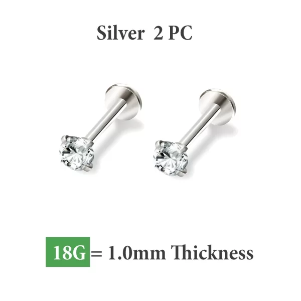 2/6PCS Stainless Steel Eearring Nose Stud Cartilage Piercing Jewelry Helix Tragus Lip Flat Back Tiny Earrings for Women 18G - Image 8