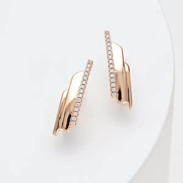 Gold Color Geometry Simple Stud Earrring Quality Copper S-shaped Design Small Natural Zircon Clip Earring Russia Trendy Jewelry - Image 10