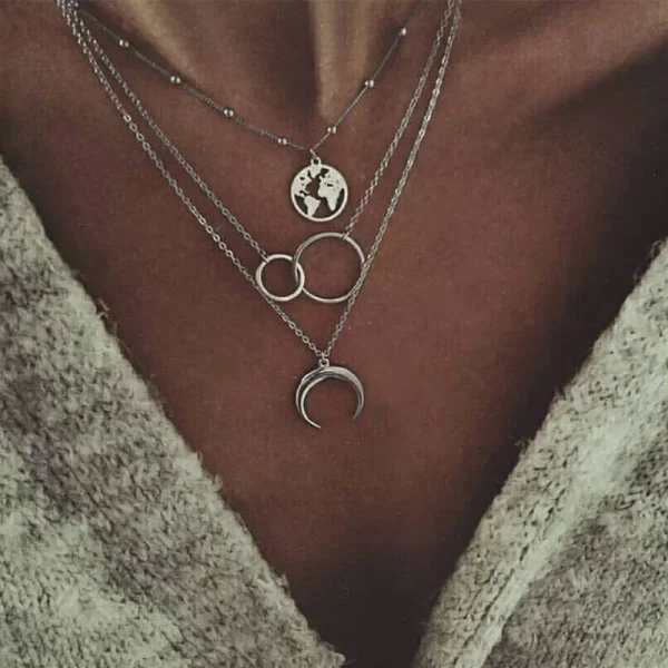 Crystal Zircon Heart Star Charm Layered Pendant Necklace Set for Women Charms Fashion Square Rhinestone Female Vintage Jewelry - Image 13