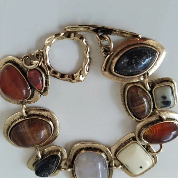 2024 New ZA Indian Ethnic Vintage Bracelet Women Fashion Boho Statement Charm Metal Hollow Links Resin Stone Bracelets Jewelry - Image 3