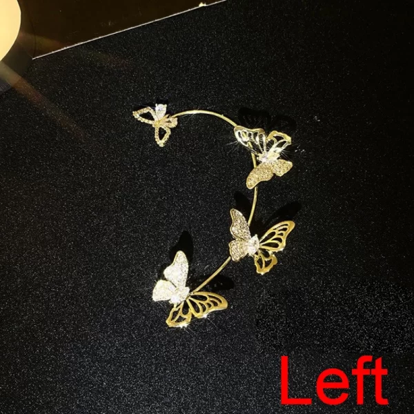 Design Hollow Butterfly Earrings Fashion Exquisite Single Ear Hook Women Girls Metal Rhinestones Ear Cuff Crystal Jewelry Gift - Image 12