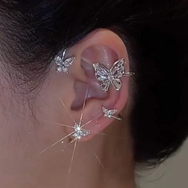 Korean Elf Butterfly Ear Cuff Without Piercing Clip Earrings for Women Elegant Sparkling Zircon Crystal Ear Clip Wedding Jewelry - Image 17