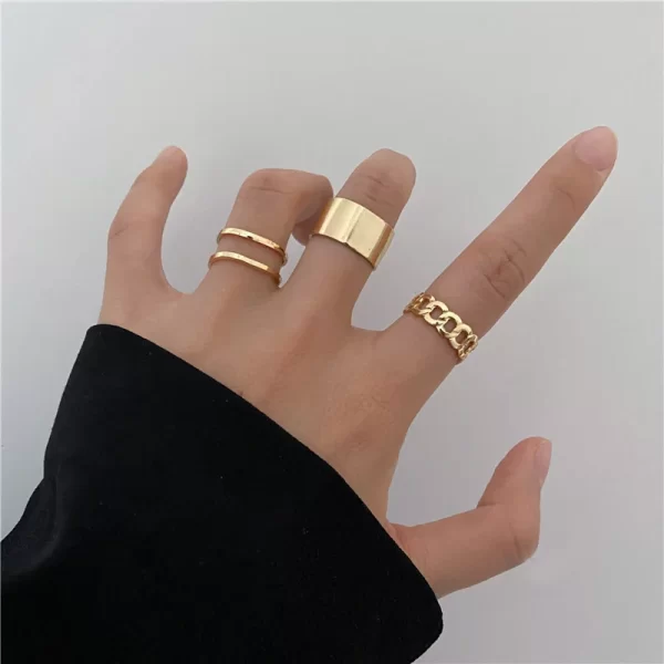 Bohemian Gold Color Cross Wide Rings Set For Women Girl Simple Chain Finger Tail Rings 2022 NEW Bijoux Jewelry Gifts Ring Female - Image 6