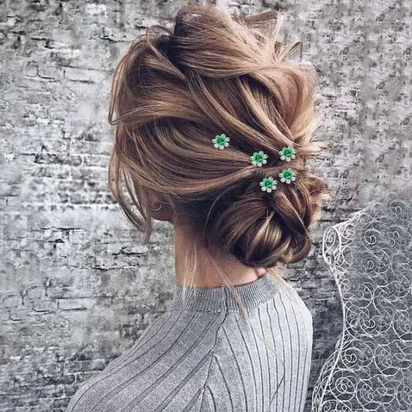 5pcs Women Hairpin Stick Wedding Bridal Green Crystal Pearl Hairpin U Shaped Hair Clip Barrettes Hair Accessories Wholesale - Image 4