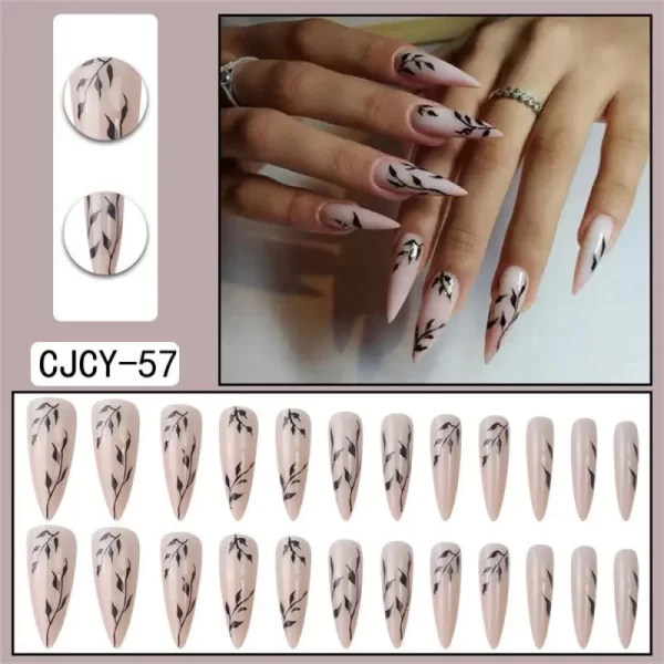 Long Ballet French Nail Art White Fake Nails Manicure Press On Nails False With Designs Artificial Wearing Reusable - Image 5