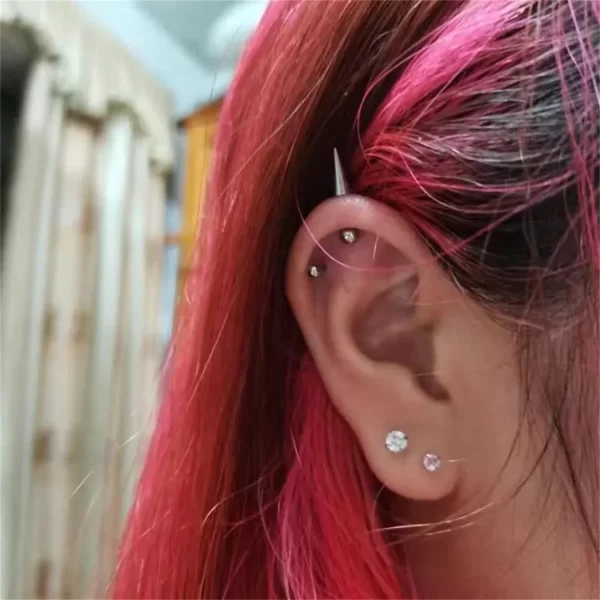 2pcs 16G 316L Stainless Steel Spike Stud Earrings For Women Men,Screw Back Daith Cartilage Tragus Conch Helix Piercing Jewelry - Image 4