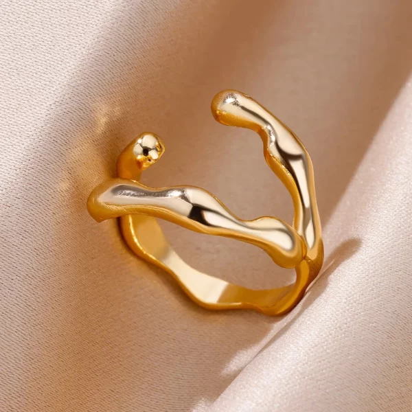 Stainless Steel Rings For Women Men Gold Color Hollow Wide Open Ring Female Male Fashion Wedding Party Finger Jewelry Gift 2024 - Image 29