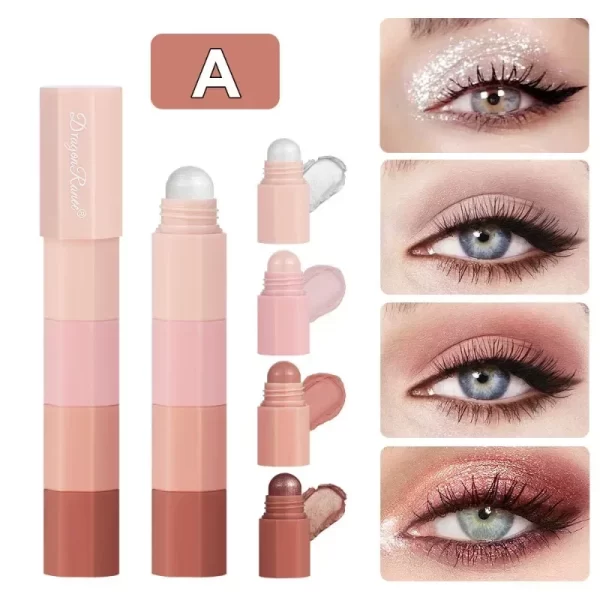New 4 IN 1 Combo Eyeshadow Highlighter White Brown Eye Shadow Stick Glitter Pearlescent High Gloss Eyeshadow Mini Shadow Crayon - Image 8