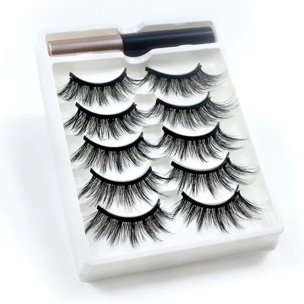 REDSIREN 5Pairs Magnetic Eyelashes With Eyeliner Reusable Thick Natural Eye Lashes New 5Piece Magnet False Eyelashes - Image 2