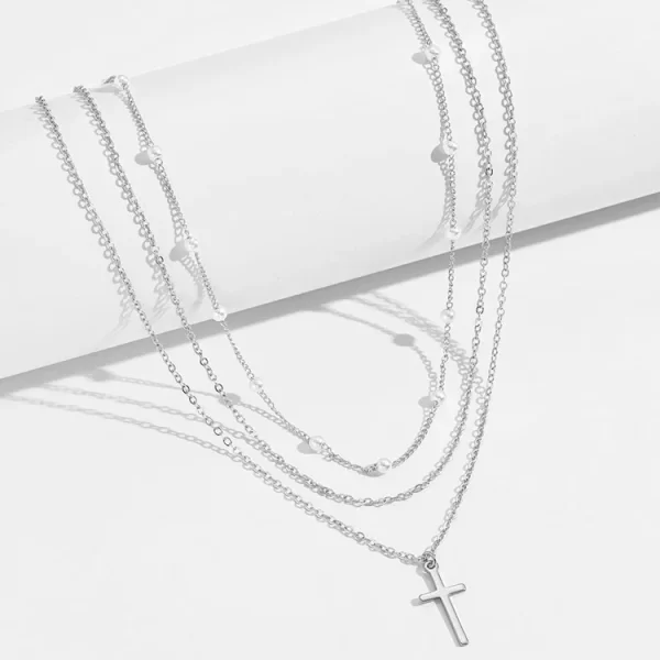 LATS Multilayer Pearl Cross Love Heart Pendant Necklaces for Women Gold Color Fashion Collarbone Neck Chain 2024 Trend Jewelry - Image 10