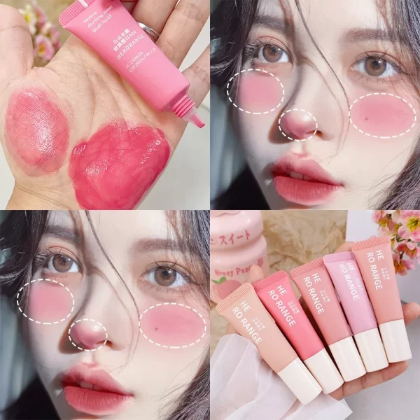 Moisturizing Liquid Blush Waterproof Lasting Color Rendering Natural Brightening Cheek Rouge Cream Velvet Facial Blush Cosmetics - Image 3