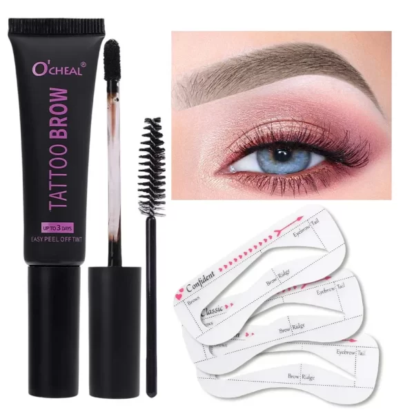 Tear-off Dye Eyebrow Cream Set Waterproof Brow Tattoo Tint with Brow Card and Brush Lasting Semi-Permanent Peel-off Eyebrow Gel - Image 7