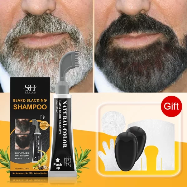 3 Minutes Black Beard Dye Cream With Comb 80ml Rosemary Natural Black Beard Dye Shampoo Pure Plant-Based Instant Hair Dye Cream - Image 2