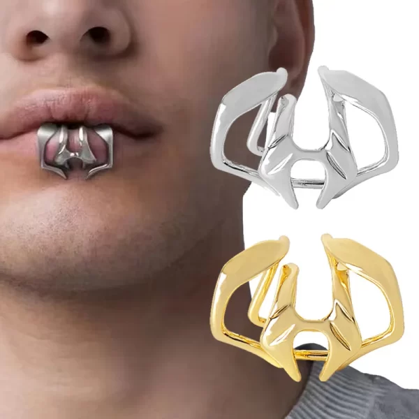 Fake Piercing Lip Clip Ring Gothic Geometric Beast Tooth Metal Lip Ring Unisex No Hole Lip Ring Face Jewelry Ornament Accessorie - Image 3