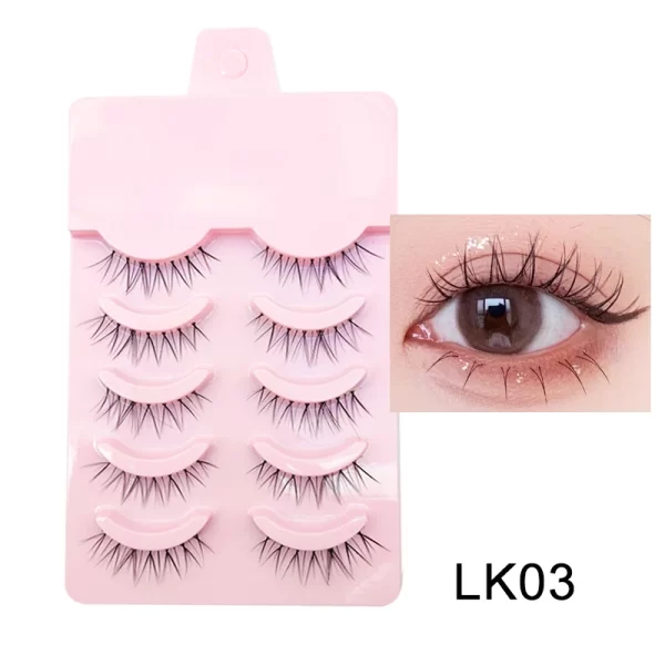 DINGSEN Fake Eyelash Anime Lashes 5 Pairs Little Devil Eyelashes Natural Daily Makeup Manga Eyelashes Clear Band Eyelashes - Image 10