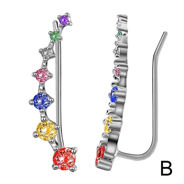 1 Pair Seven Star Crystals Leaf Shape Ear Climber Stud Earrings Alloy Ear Cuff Hook Ear Climbers For Women Girls Jewelry Gifts - Image 11