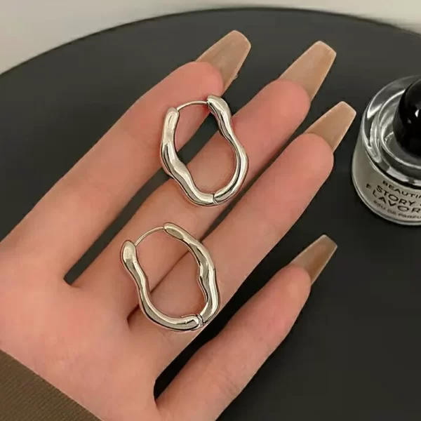 Personality Curve Metal Geometric Hoop Earrings For Women Minimalist Irregular U-Shape Ear Buckle Wedding Party Jewelry Gifts - Image 9