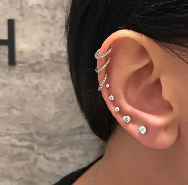 1Pairs Stainless Steel Crystal Studs Earrings For Women Men 4 Prong Tragus Round Clear Cubic Zirconia Piercing Earrings Jewelry - Image 6