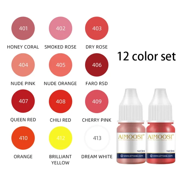 AIMOOSI 3ml Tattoo Ink Permanent Microblading Paint Inks Pigment Semi Makeup Eyebrows Lips Tint Consumables Tattoo Supplies - Image 6