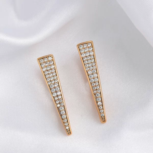 Gold Color Geometry Simple Stud Earrring Quality Copper S-shaped Design Small Natural Zircon Clip Earring Russia Trendy Jewelry - Image 8