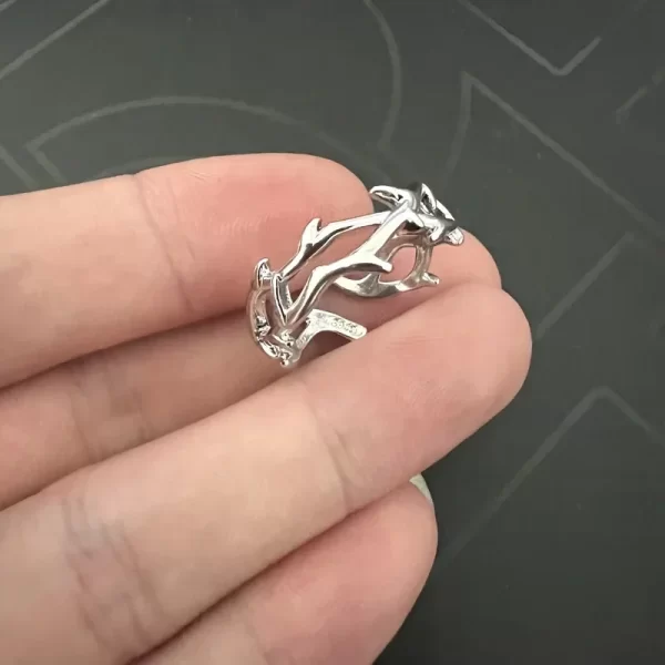 Vintage Goth Thorny Rose Couple Rings for Men Women Charm Irregularity Opening Stainless Steel Punk Finger Ring Jewelry Y2k Gift - Image 2